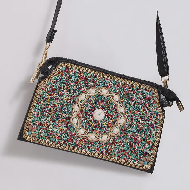 Bohemian Rice Pearl Shell Flower Crossbody Bag for Women - Travel & Photography Shoulder Bag
