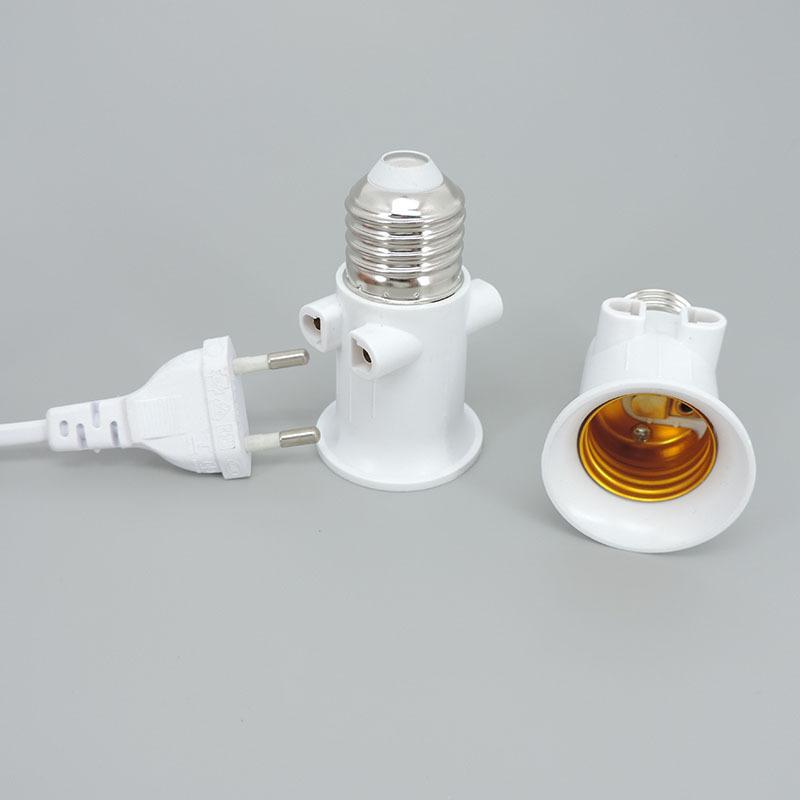 AC 100-240V E27 To E27 2-pin EU Plug LED Bulb Lamp Adapter Lighting ABS Holder Base Connector Screw Light Socket Conversion 4A P