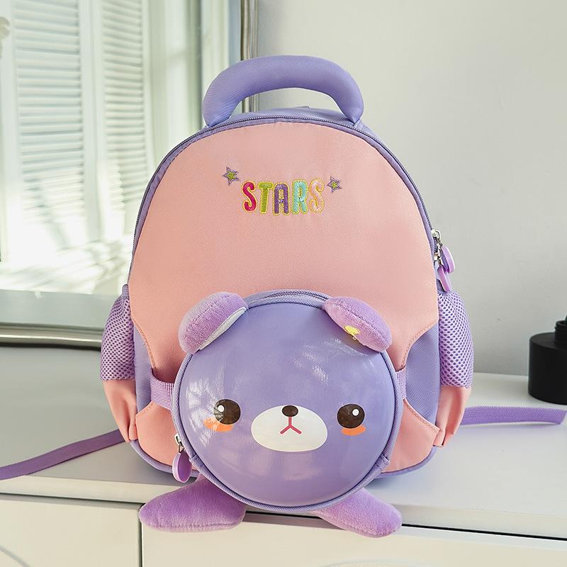 Cute bear kindergarten schoolbag, new boys and girls baby mini backpack, small and medium class children's bag