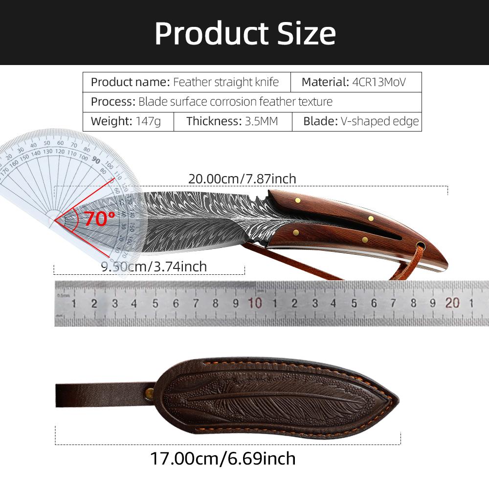 Multi-Purpose Kitchen Knife Boning Knife Feather Pattern Knife With Sheath Stainless Steel Fruit Knives Chef Knife Meat Cleaver
