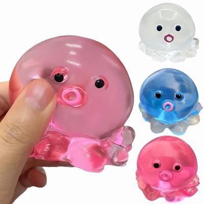 Mačkací chobotnice Fidget hračka Gumová průhledná křišťálová chobotnice Hračka na uvolnění ruky Měkká pomalá zpětná pružnost Mačkací hračka pro děti Dospělé Stiskací hračka