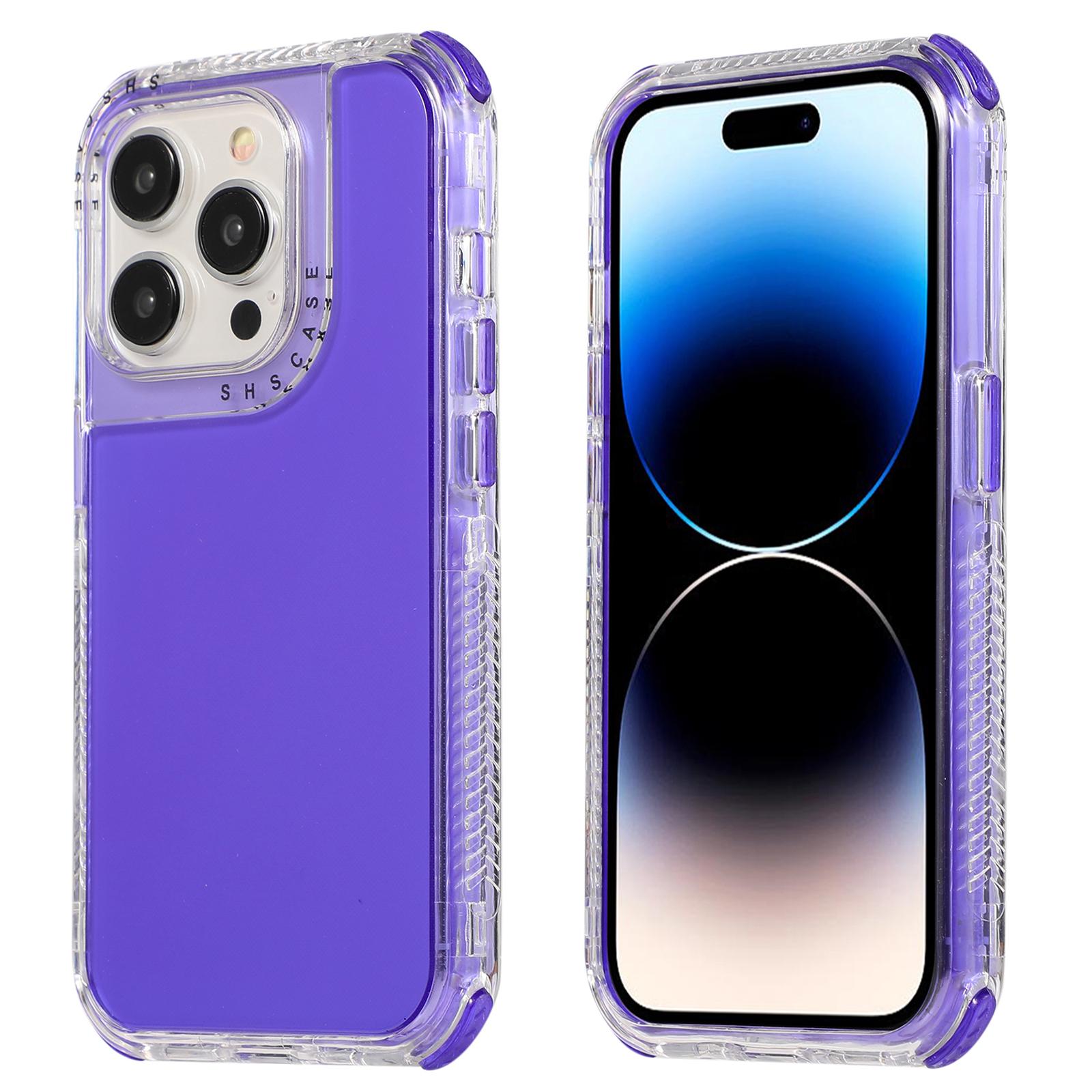 

For iPhone 16 Pro Max Case Corners Impact Protection PC+TPU Clear Phone Cover Purple