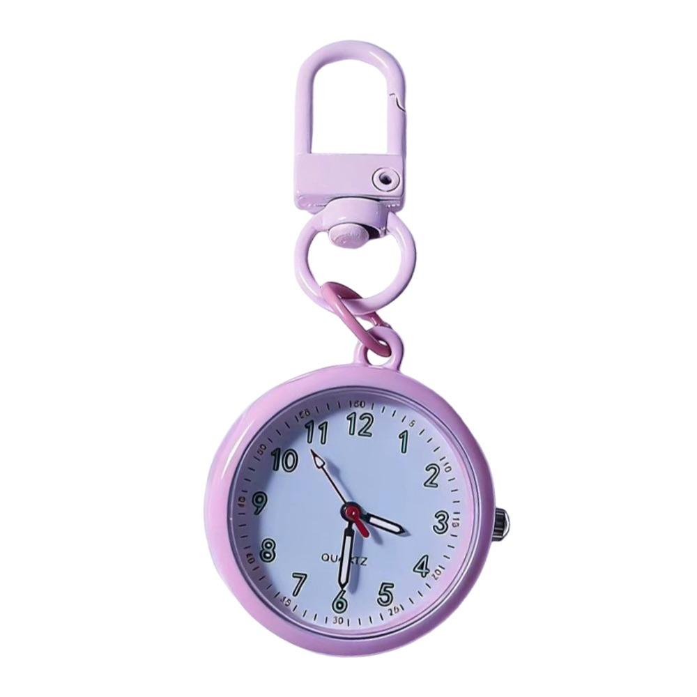 Silent Movement Exam Watch Alloy Case Leather Cover Keychain Watch Reusable Design Mini Size Pocket Watch Key Ring Accessory