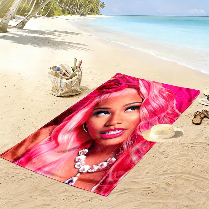 Nicki Minaj Print Beach Towel, Large Soft Quick Dry Towel for Beach Camping Swimming