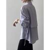 Fake Two-piece Shirt Women Spring Summer Collection Collared Loose Long Sleeved Top Temperament
