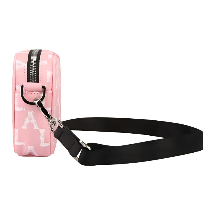 New MLB Monogram Collection Nylon Fabric Shoulder Bag, Crossbody Bag Regular Unisex Cherry Blossom Pink 32BGDR111-07P
