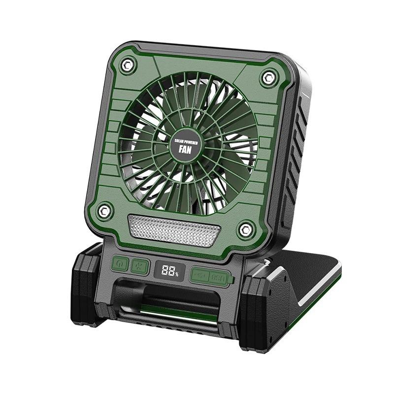 

Solar Power Portable Fan Rechargeable Emergency Lighting Lamp Outdoor Camping Fishing Hangable Electric Fans Tent Light Green Wind speed 2