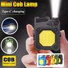 Přenosná mini svítilna USB malá LED svítilna COB dobíjecí klíčenka s magnetickou základnou pro rybaření, procházky, kempování