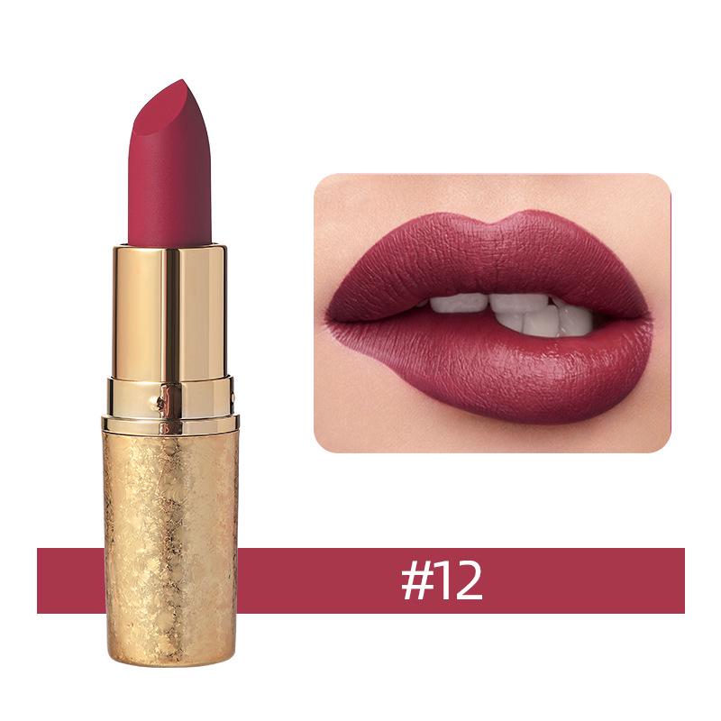 12-Color Velvet Matte Lipstick Set: Non-Stick, Waterproof, Long-Lasting & Moisturizing.