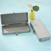 Caixa Retangular de Metal Durável Cinza Prateado Com Tampa - Ideal Para Armazenamento de Contas, Cosméticos, Material de Escritório - Perfeita Para Casa, Escritório