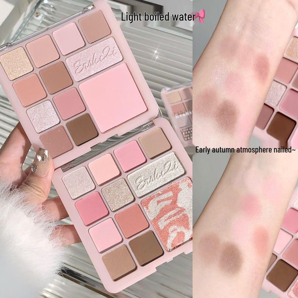 ErshiQi Earth Tone All-in-One Palette: Shimmer, Matte, Highlight, Blush & Eyeshadow.