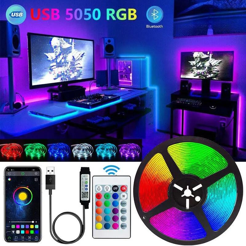 Bluetooth LED Strip Lights Smart SMD 5050 APP Remote Control Flexible Ribbon Diode Lamp Tape TV Backlights Game Room Home Decor