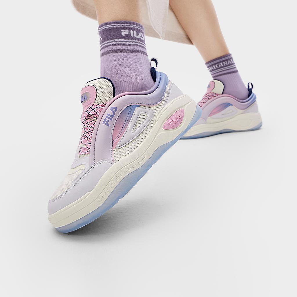 FILA Cushioning, Wear Resistant Low top Skateboard Shoes Women's Milk White/Rain Mist Gray F12W432208FGN