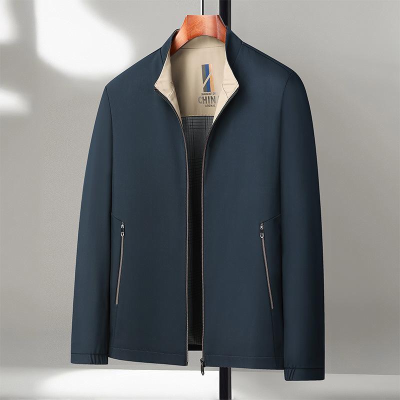 Spring and Autumn Men's Standing Collar Jacket Men's Executive Casual Business Men's Middle-aged High-end Daddy Jacket