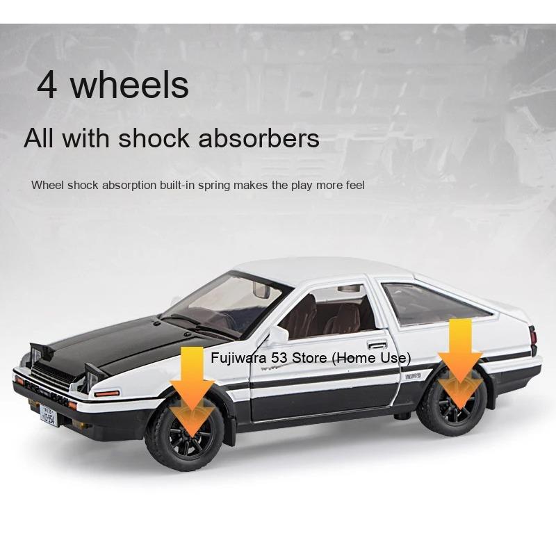Initial D 1/30 Toyota AE86 Truend JDM Sports Car Alloy Diecast Metal Model Car Sound & Light Jump The Light Collection Hobby Boy