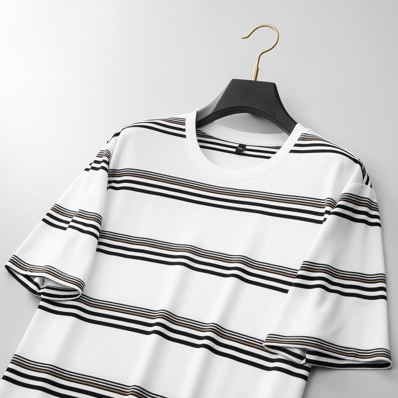 Men's Plus Size Striped Round Neck T-Shirt