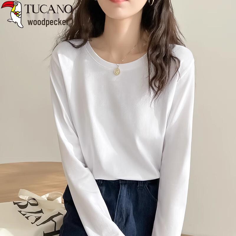 Woodpecker Women's Pure Cotton Long Sleeve Round Neck T-Shirt