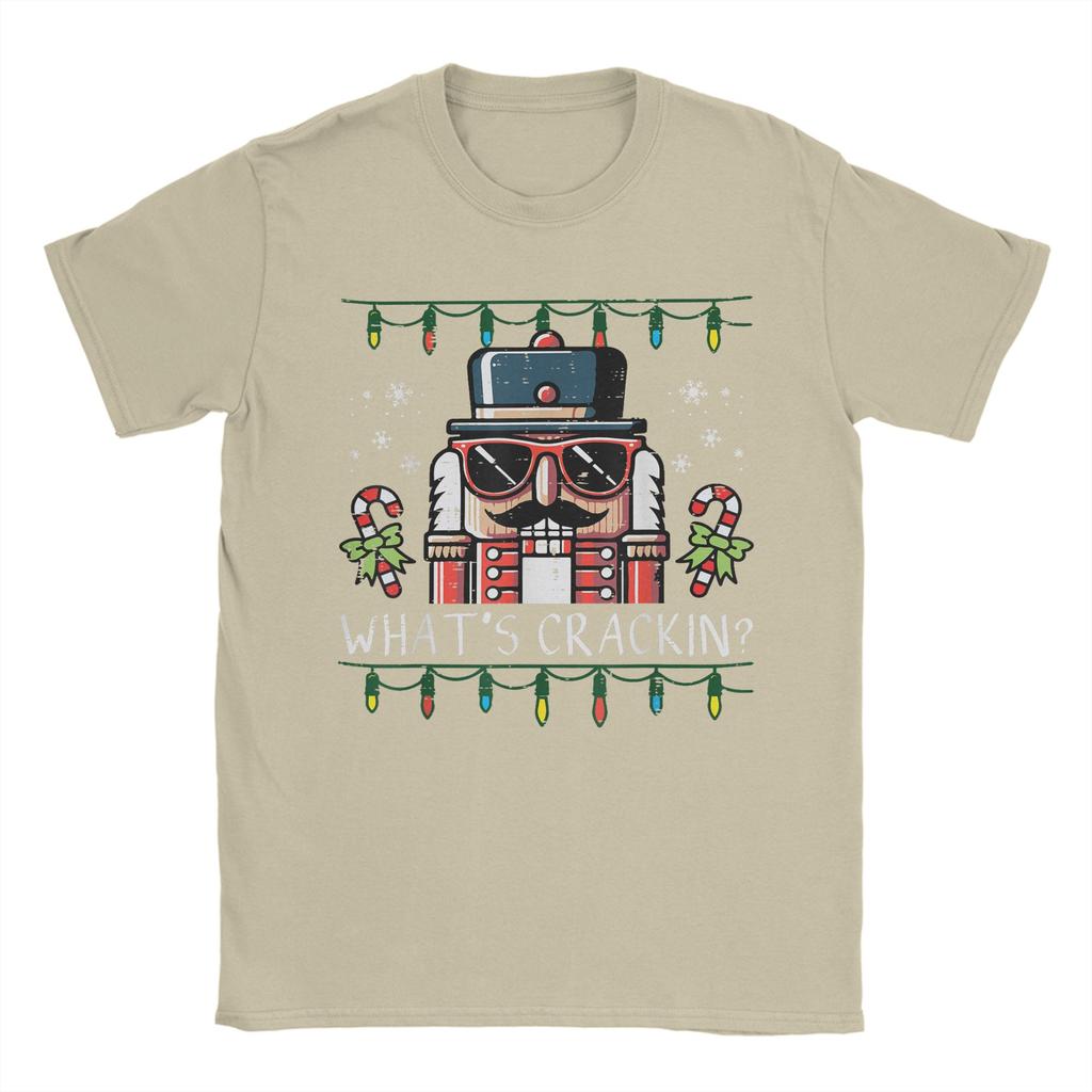 Men Christmas Nutcracker Whats Crackin Funny Xmas T Shirts Cotton Tops Short Sleeve Crew Neck Tee Shirt Plus Size TShirt