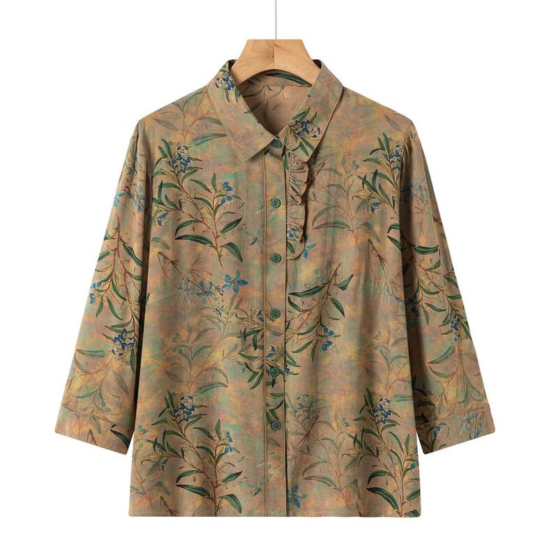 New Chinese Style Floral Blouse for Elderly Women