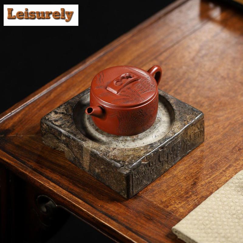 200ml klasické fialové hliněné konvice z Yixingu, ručně vyřezávané, městská brána, velký ráže, hrnec, surová ruda, bahenní konvice Dahongpao, čajová sada Zisha