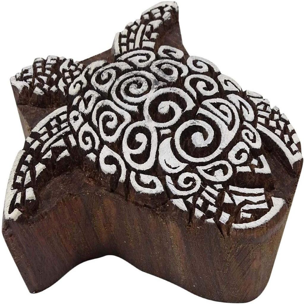 Decorative Hand Carved Turtle Wooden Printing Stamp Blocks Border Stamps