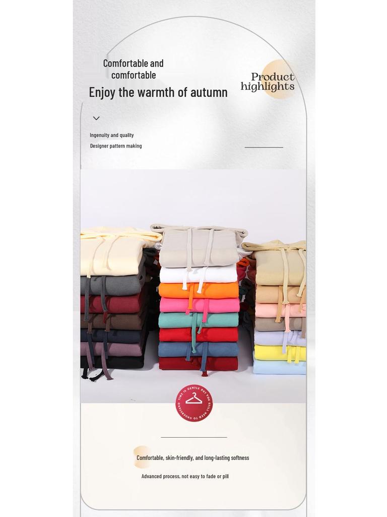 Unisex Heavy-Duty 380g Hoodie, Drop-Shoulder, Loose Fit, Solid Color Cotton, Ideal for Autumn/Winter Sports, Available In Stock. 