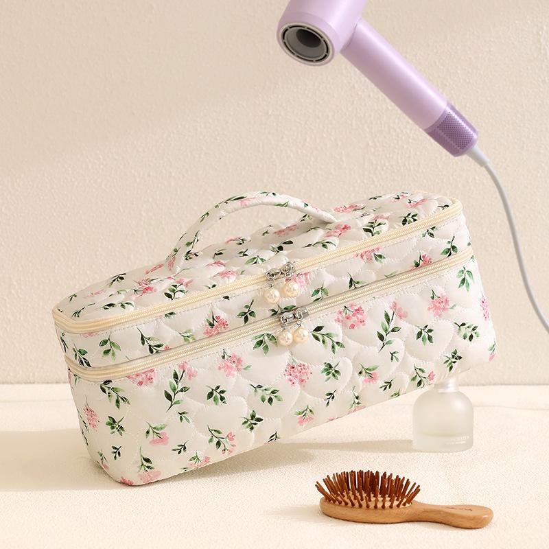 Bolsa de Almacenamiento para Secador de Pelo de Doble Capa Portátil Gran Capacidad a Prueba de Polvo Neceser para Rizador de Pelo con Asa Estuche de Transporte para Viajes