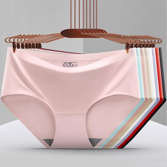 Women Mid-rise Cotton Crotch Briefs Hip Lifting Summer Breathable Comfortable Safe Thin Elastic Ice Silk Seamless Underwear Panties Inside Wear