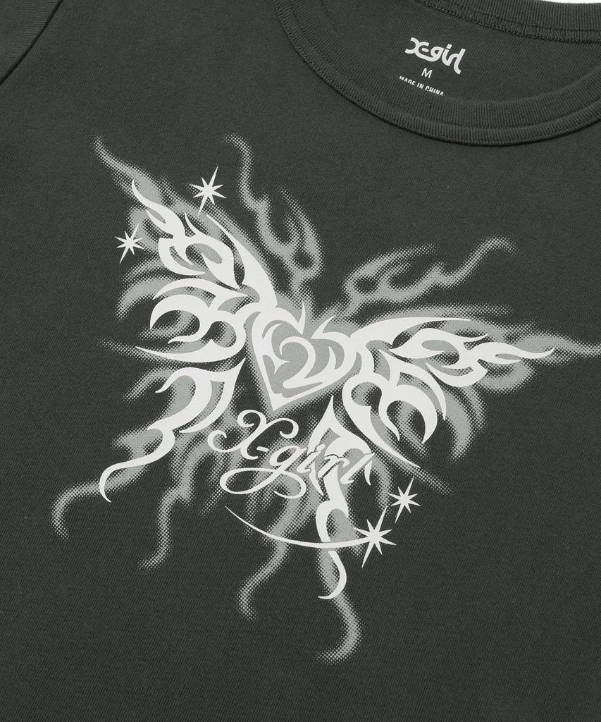 Casual Tribal Butterfly Baby Tee In Charcoal X-girl S/S