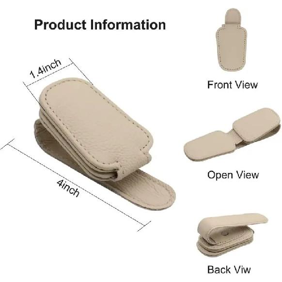Universal Car Sunglasses Holder Magnetic Leather Clip Card Ticket Holder Auto Sun Visor Glasses Box Decoration Accessories