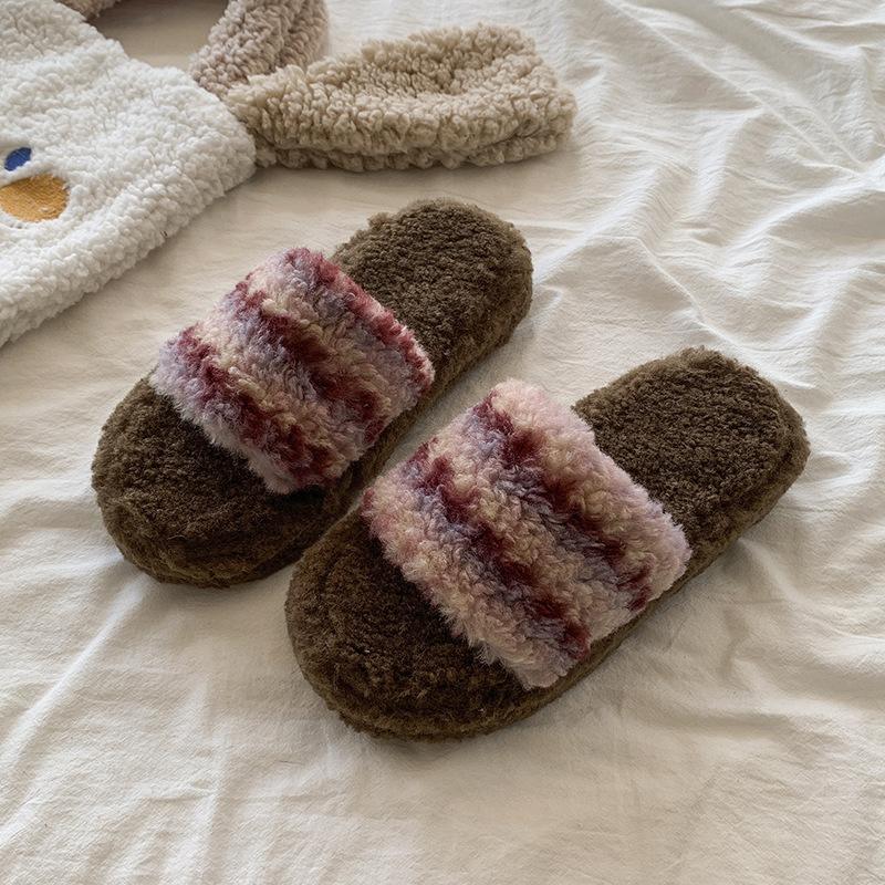 Internet celebrity Mao Mao slippers women wear autumn and winter thick bottom home cotton slippers retro fashion versatile leopard print one-word drag