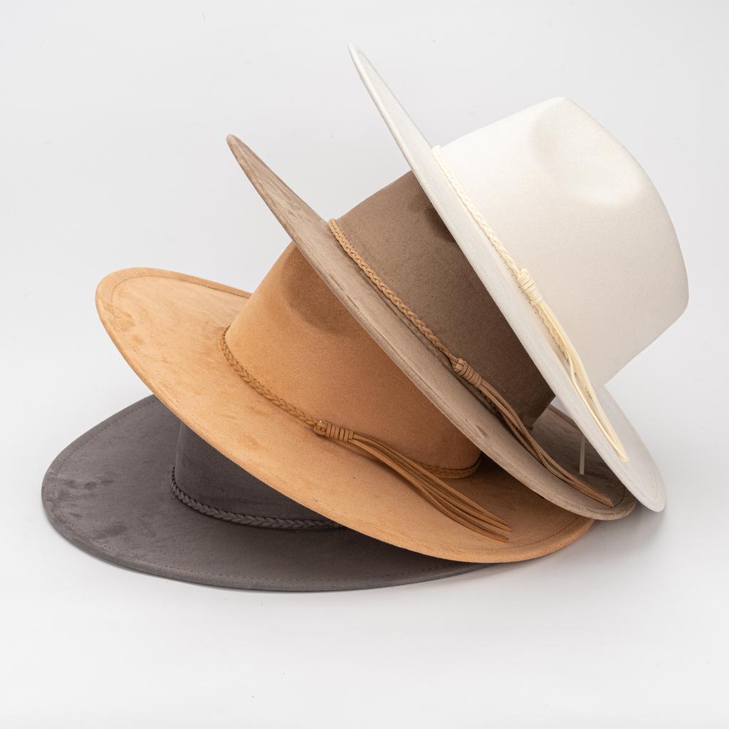 9.5Cm Big Edge Peach Heart Top Hat, Suede Felt Hat, Retro Fashion Big Eaves Hat, Flat Edge Gentleman'S Hat