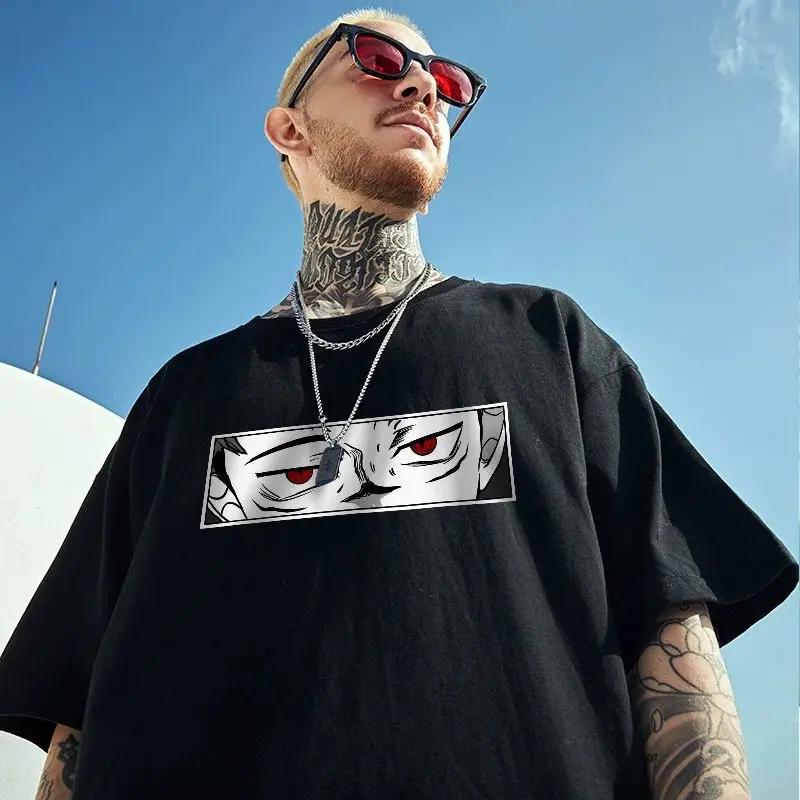 Summer casual T-shirt Loose Harajuku cotton short sleeve Japanese anime printed T-shirt men's and women's manga tops 100% cotton