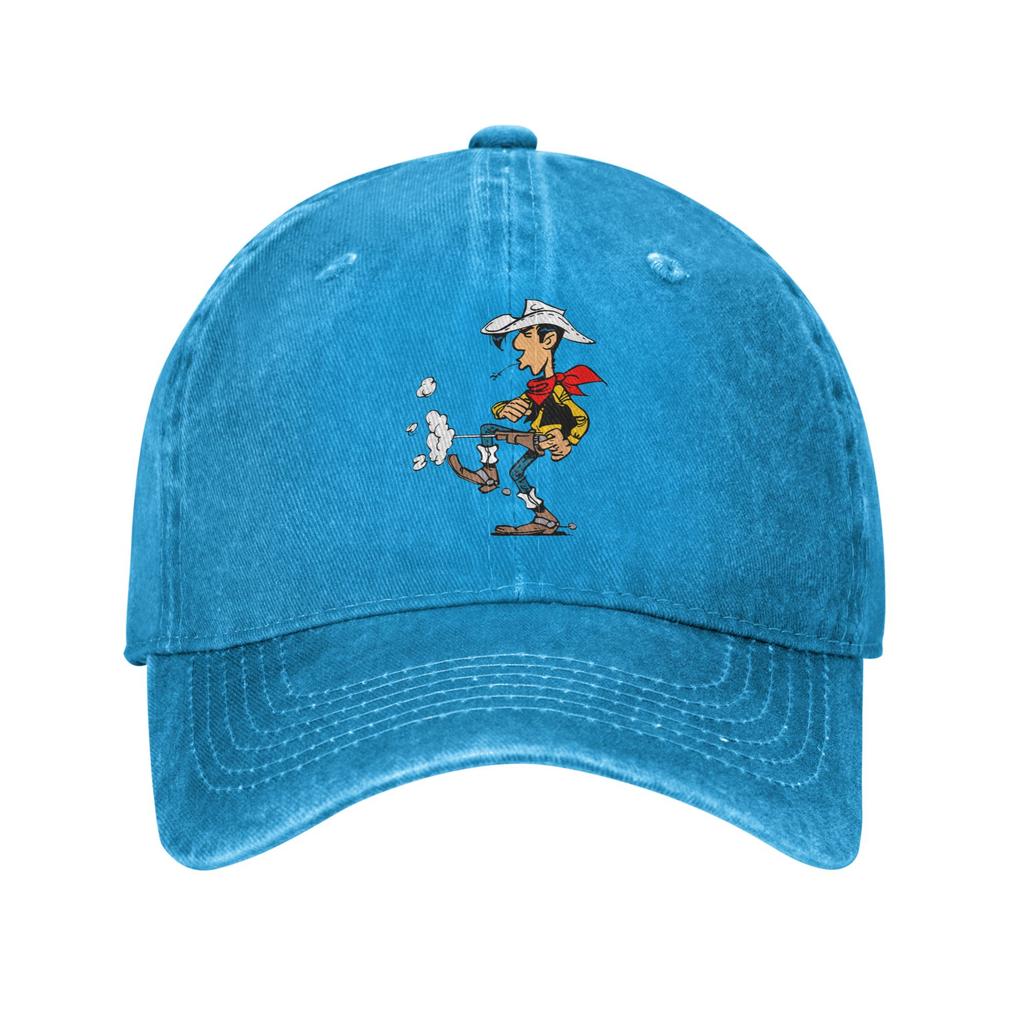 Lucky Luke Unisex Baseballpet Cartoon Verweerd Gewassen Petten Hoed Vintage Buiten Alle Seizoenen Reizen Pasvorm Snapback Pet