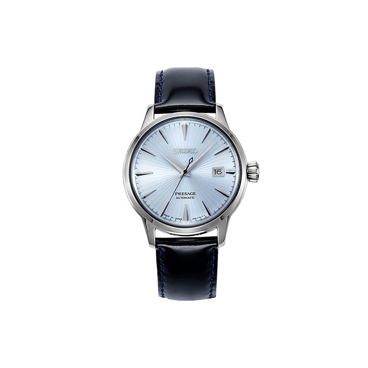 Seiko Men's Blue Pilot Cocktail Series Mechanical Movet Leather Strap Watch Watches Srpb43j1