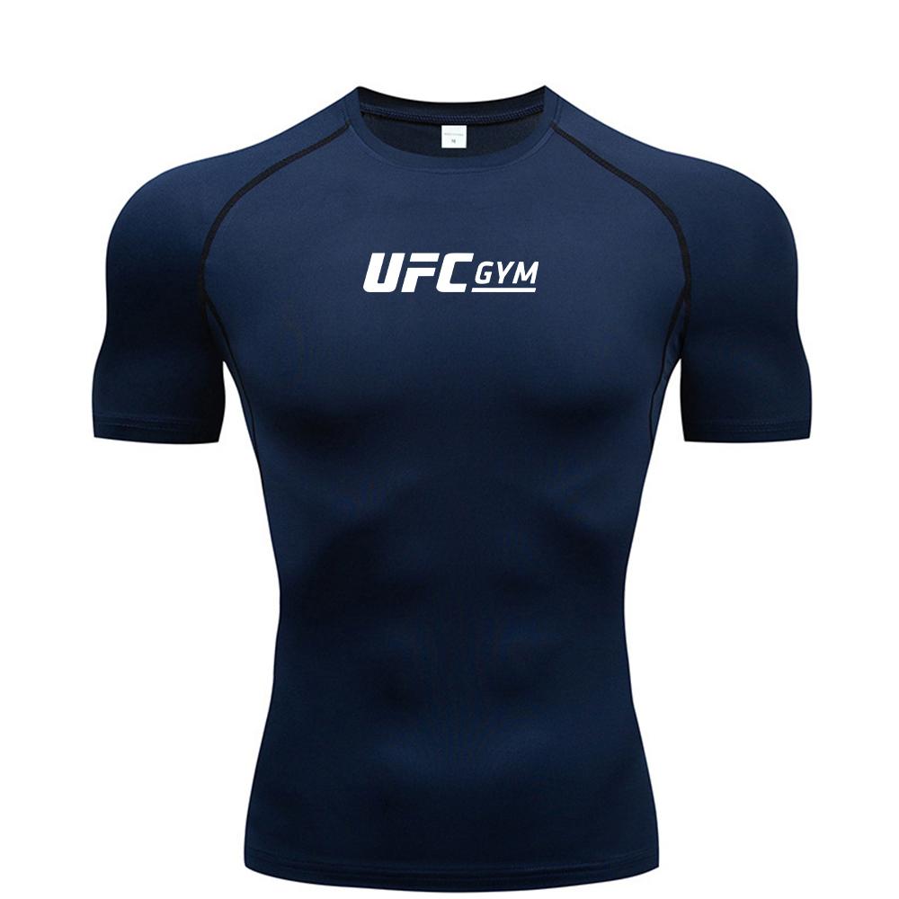 Compression T-shirt Men's Quick Drying Short Sleeved Summer Fitness Running Shirt Tight Fitting Top UFC Printed Men's Training