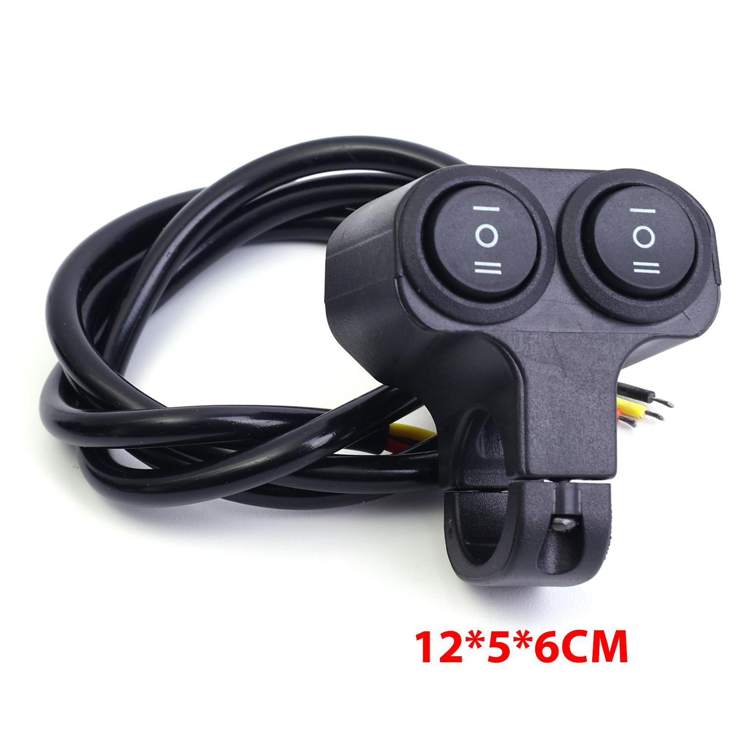 Handlebar Switch Motorcycle Dual Button 3-Pin Switch for Controlling LED Light Bar Spot Fog Light High/Low Beam Rocker Switches 3-wire switch