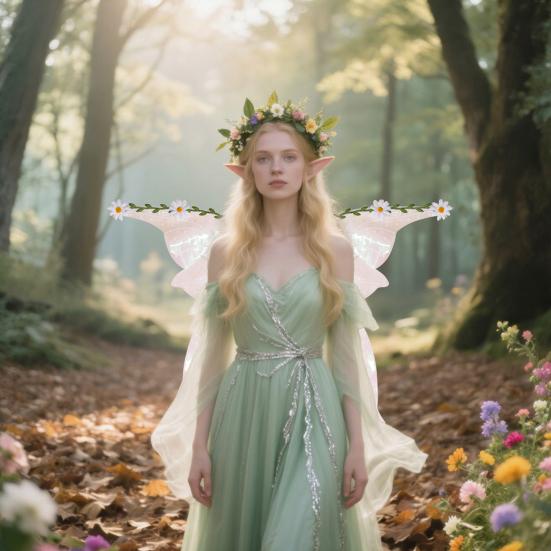 Yousheng Elf Wings Performance Props with Hanging Tassels 3D Plant Decorations Forest Fairy Costume Accessories