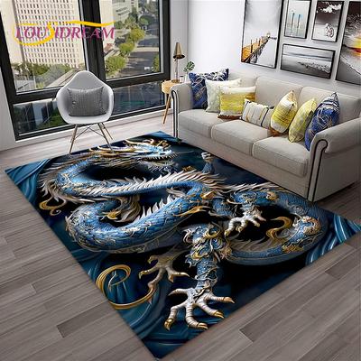 3D-Teppich mit chinesischem Drachen, Mythos, Kunst, Cartoon-Motiv, für Zuhause, Wohnzimmer, Schlafzimmer, Sofa, Fußmatte, Dekoration, Kinderspielbereich, rutschfeste Bodenmatte