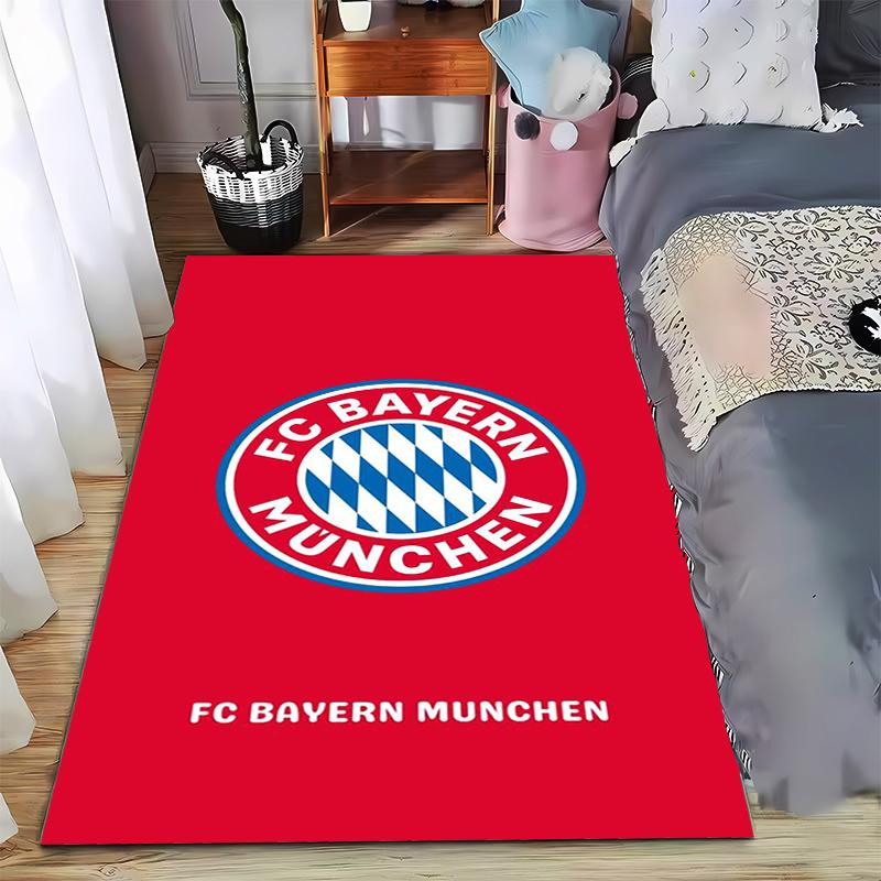 Red Carpet with FC Bayern München Logo and Blue Diamond Pattern Design Suitable for Use As an Anti-slip for Living Room Bedroom Sofas