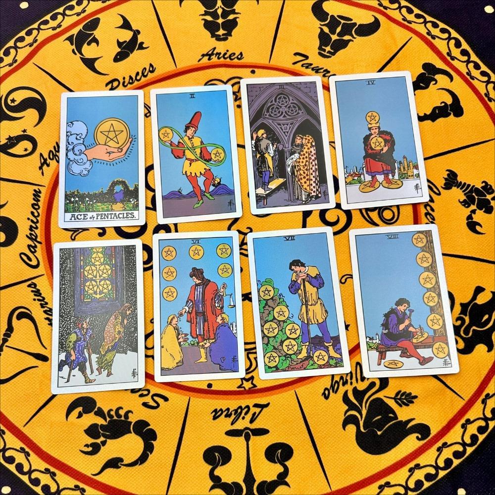 Holographic Gold Foil Rider Tarot Deck - 78 Cards PET Plastic, Waterproof & Scratch-Resistant, with Paper Guidebook 12*7cm