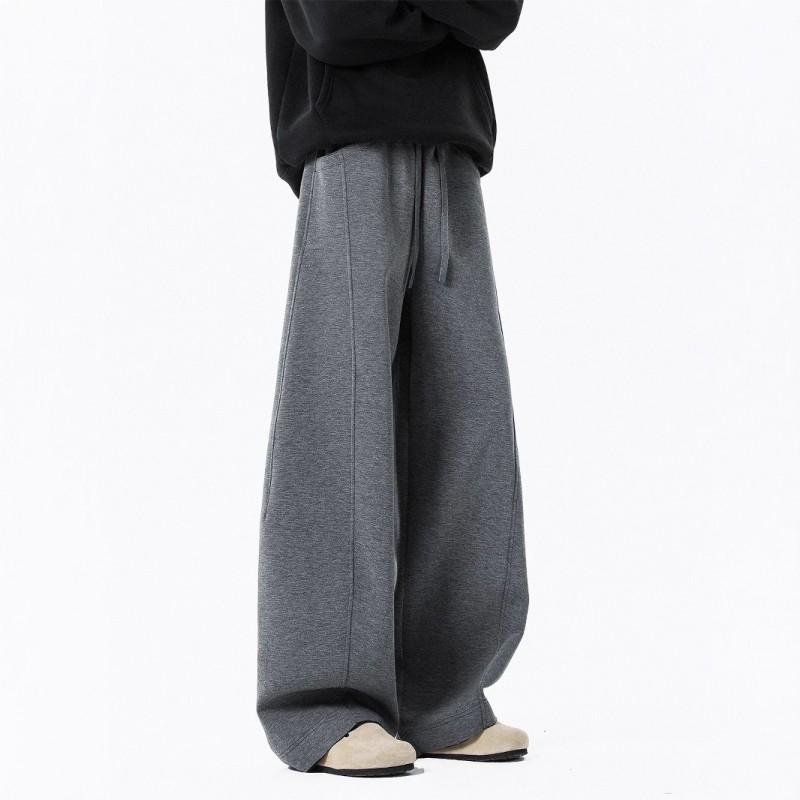 Mens Straight Leg Sweatpants Winter High Street Loose Casual Trousers Dark Gray