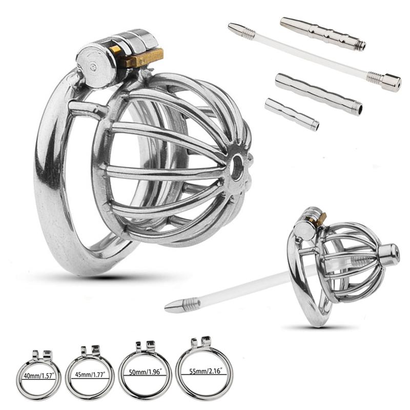 New Metal Chastity Cage Male 2 Type Cock Cage Penis Ring Masturbation SM Gay Chastity Devices Adult Sex Toys For Men