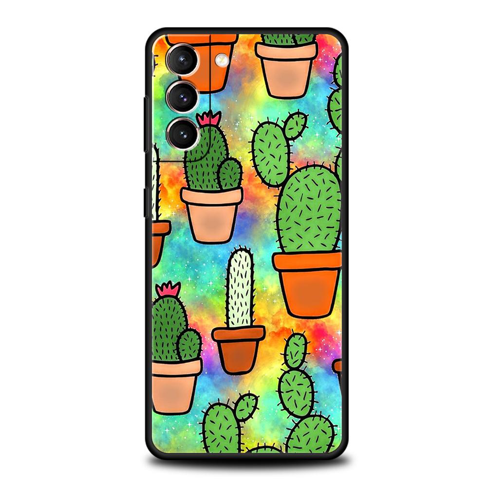 Plant Cactus Case for Samsung Galaxy S24 S23 S22 S20 S21 FE Ultra S24 S23 S10 S10E S9 S8 Plus 5G Silicone Phone Cover Capas Bags