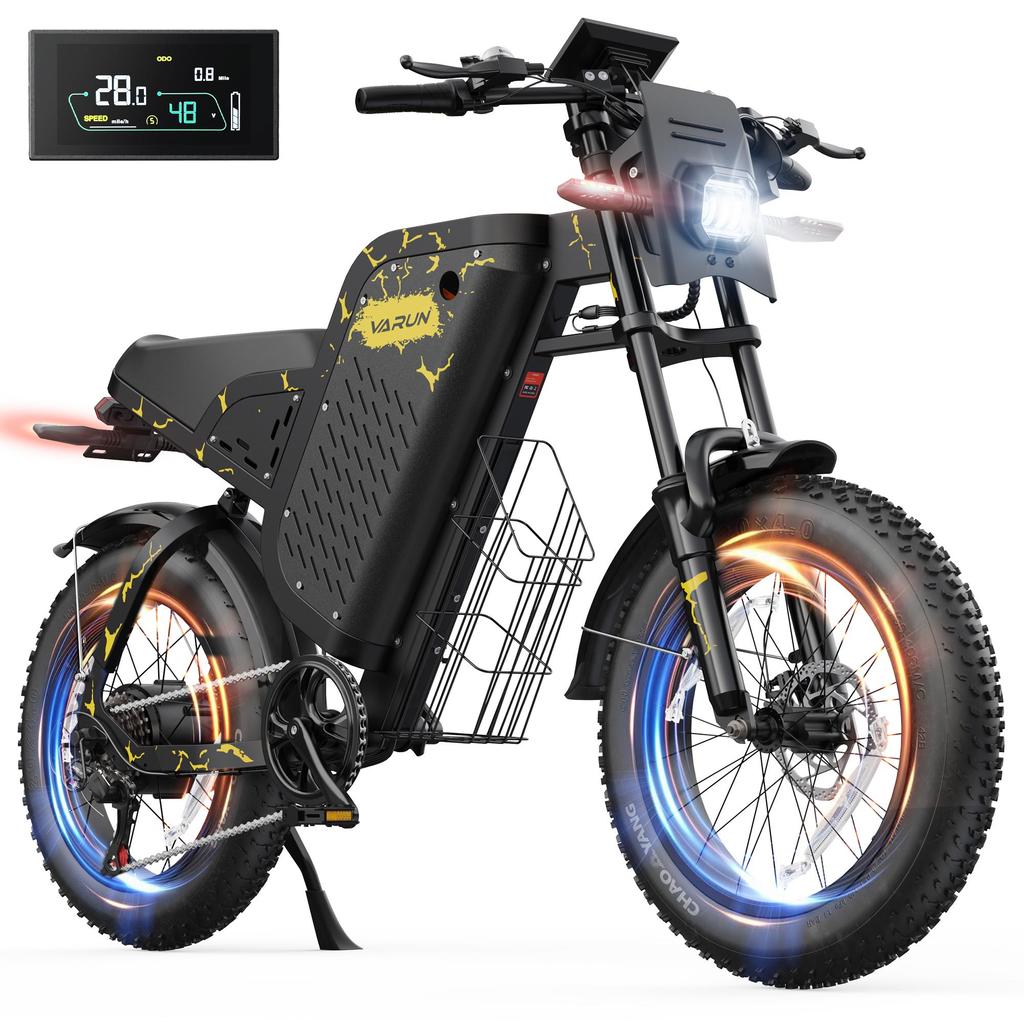 VARUN X-Plorer Raptor Erwachsenen Elektrofahrrad Spitzenleistung 1000W Bürstenloser Motor 48V 20,8Ah Akku All-Terrain Fat Tire E-Bike für den täglichen Weg zur Arbeit  Offroad-Abenteuer