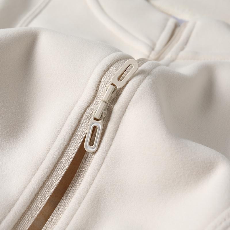Women's Stand Collar Long Sleeve Jacket Regular Fit Elegant Commuter Solid Fleece Lined Zip Up Coat Windproof Warm Outerwear For Winter Outdoor Use