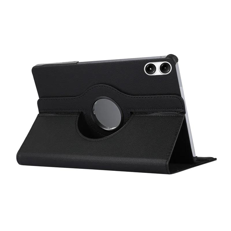 360 Rotating Litchi Grain Pattern Tablet Case For Redmi Pad 2 Pro 12.1 Poco Pad 12.1 2024 Shockproof Kickstand Protect PU Cover
