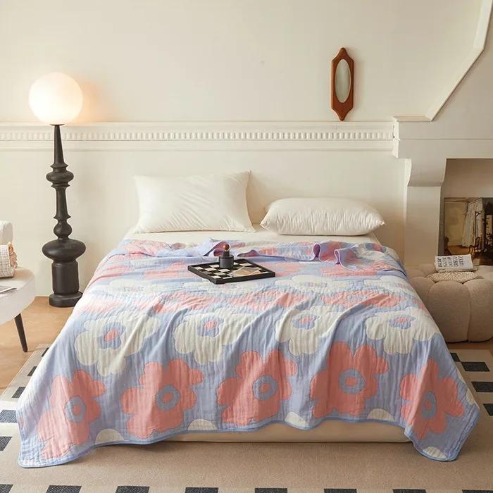 New Class a Cotton Is Not Easy to Shrink 6 Layers Gauze Blanket Towel Blanket Summer Blanket
