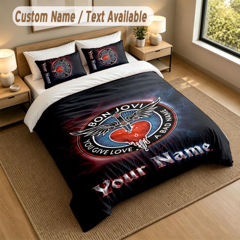 Bettwäsche-Set 1 Bettbezug 2 Kissenbezüge Bon Jovi Druck Weiche Bettwäsche Schlafzimmer Dekor