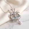 2027 Vintage Wishing‑Fountain Angel‑Embossed Pendant Necklace Ladies Artificial‑Pearl Women Retro Clavicle Chain Neck Jewelry